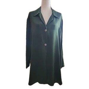 Vintage 80s 90s Victorias Secret Silk Sleepshirt Size L Gold Label Emerald Green